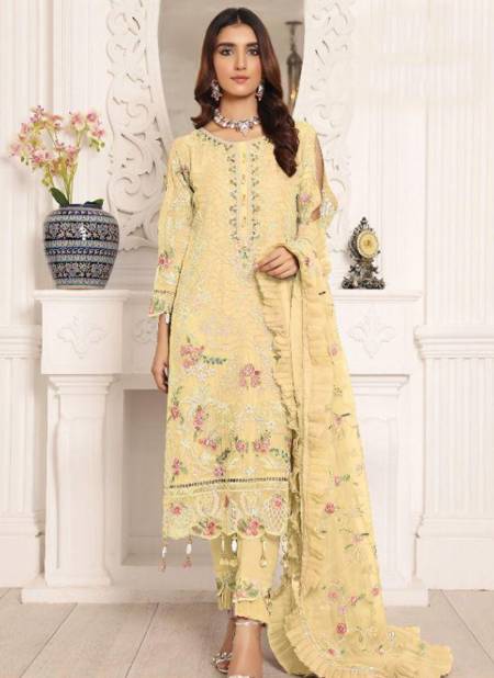 Yellow Colour ALK ALIZEH 1 Heavy Designer Fancy Festive Wear Georgette Pakistani Suits Collection 117-B